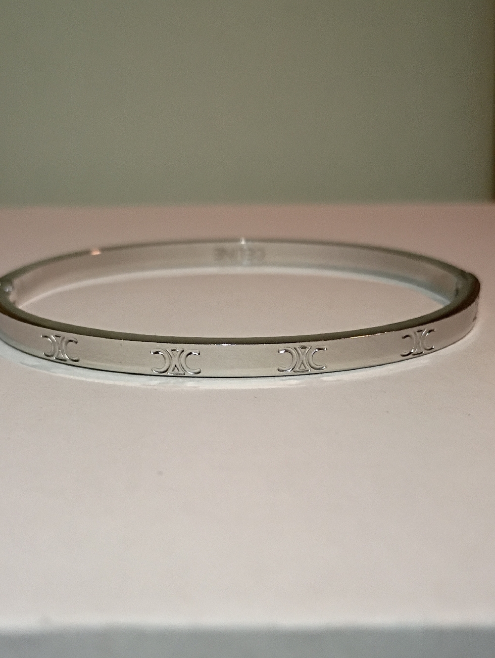 New Silver Logo-Engraved Bangle Bracelet - Ladies Silver Bracelet